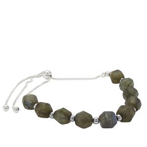 25cts Labradorite Faceted Bicones Approx 7 to 8mm With 925 Sterling Silver Slider Bracelet With Hematite Spacers 