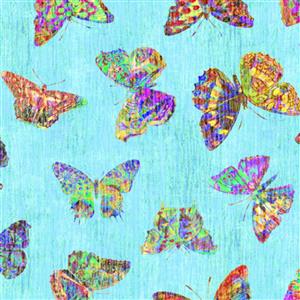 Dan Morris On Painted Wings Collection Mosaic Green Fabric 0.5m