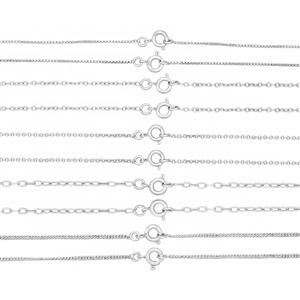Silver Plated Base Metal Chain Bundle (10pcs – 2 x 5 Styles: Paper Clip, Curb, Cable, Box and Rolo) Approx 18 Inch