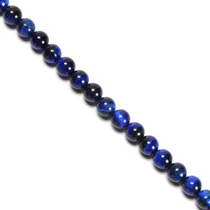 95cts Royal Blue Tiger Eye Plain Rounds Approx 6mm,38cm Strand