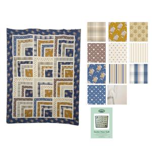 Stuart Hillards Mustard Floral Blue Skies And Nutmeg Garden Maze Quilt Kit: Instructions & Fabric (8.5m)