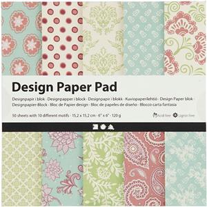 Design Paper Pad, mint green, purple, 15,2x15,2 cm, 120 g, 50 sheet/ 1 pack
