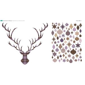 Delphine Brooks' Heather Christmas Stags Head Wall Hanging Panel 140cm x 76cm