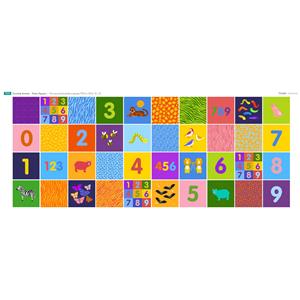 Animal Counting 40 Squares Fabric Panel (140 x 50cm)