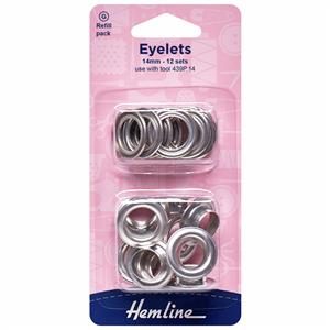 Eyelets Refill Pack 14mm Nickel/Silver (G) 12 Pieces 
