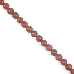 170cts Red Strawberry Quartz Faceted Rounds, Approx 8mm, 38cm Strand