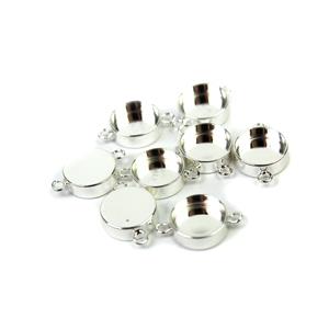 Silver Plated Base Metal Connector Bezels, Approx 23x14mm (8pk)