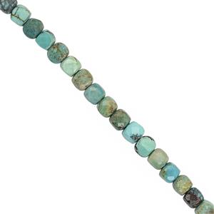 50cts Turquoise Faceted Cube Approx 3 to 4mm, 38cm Strand