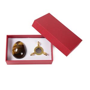 900cts Tigers Eye Egg Approx 45x58mm with a Stand in Box, 1set