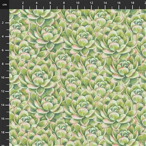 Henry Glass Dream Catcher Flower Petals Green Fabric 0.5m