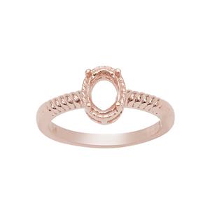 Rose Gold Plated 925 Sterling Silver Oval Ring Mount With Halo & Side Detail (To fit 7x5mm gemstone)- 1pcs