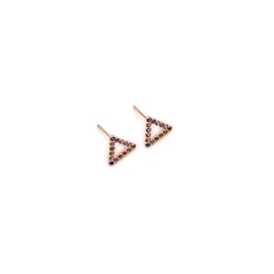 Rose Gold Plated 925 Sterling Silver Triangle Earrings Approx 12.5mm With Multi Coloured CZ (1 Pair)