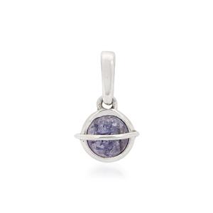 925 Sterling Silver Planet Pendant with Tanzanite, Approx 14mm