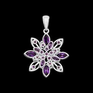 Autumn At Chestnut Close By Mark Smith: 925 Sterling Silver Dahlia Pendant 1.30cts Amethyst