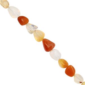 35cts Mexican Fire Opal Smooth Nuggets Approx 4x3 to 9x6mm, 20cm Strand