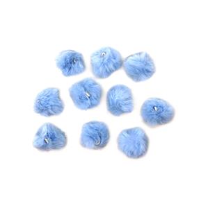 Pale Blue Faux Fur Pom Poms, Approx 4cm (10pk)