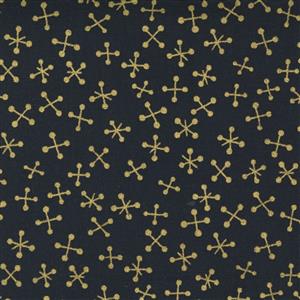 Moda Whispers Metallic Black Gold Stitch Fabric 0.5m