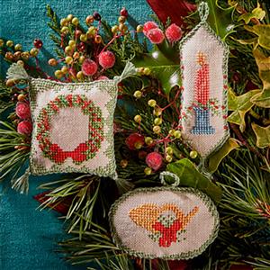 The Cross Stitch Guild Trio of Christmas Tree Decorations on Aida