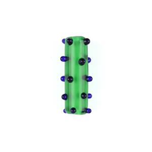 Preciosa Green/Blue Polka Dot Cylinder Lampwork Bead Approx 20x6mm (1pk)