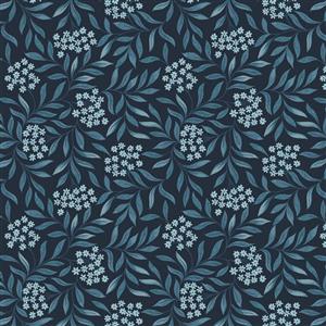 Lewis & Irene Brensham Collection Floral Leaves Navy Fabric 0.5m