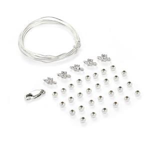 925 Sterling Silver White Topaz and Spacer Bead Bracelet Project, 37pcs With Downloadable Instructions By Claire Macdonald