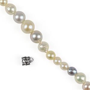 Akoya & Bails - Multi Colour Akoya Pearls & Sterling Silver Floral Bail 