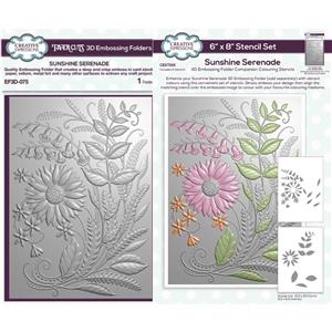 NEW Creative Expressions 3D Embossing Folder and companion Stencil set - Sunshine Serenade
