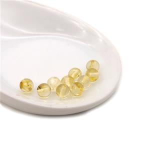 Baltic Lemon Amber Round Beads, Approx 5mm (10pk)