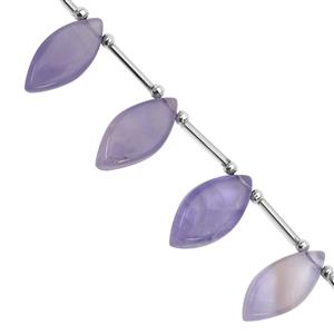 100cts Lavender Fluorite Smooth Marquoise  Approx 18x9 to 25x11mm, 16cm Strand With Spacers
