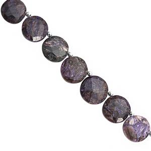 75cts Charoite Side Drill Faceted Coin Approx 12 To 15mm, 16cm Strand With Spacers