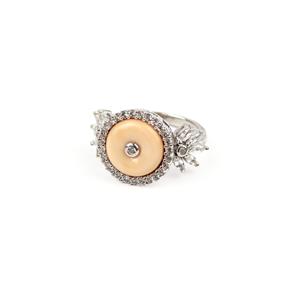 925 Sterling Silver Melo & Zircon Halo Ring - Sizes 5-9