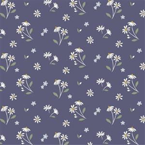 Lewis & Irene Presents Cassandra Connolly Floral Song Collection Daisies Dancing Navy Fabric 0.5m