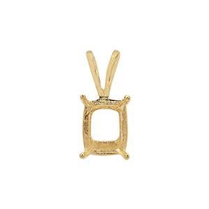 Gold Plated 925 Sterling Silver Cushion Cut Pendant Mount (To fit 9x7mm gemstone)- 1Pcs