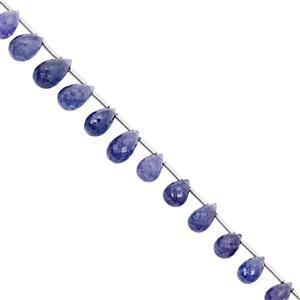 45cts Tanzanite Graduated Top Side Drill Faceted Drop Approx 6.5x4.5 to 11.5x6.5mm, 20cm Strand with Spacers