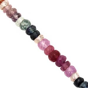 25cts Multi-Colour Ruby & Sapphire Graduated Faceted Rondelles Approx 2.5x1 to 4x3mm, 19cm Strand