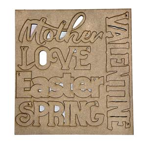 La Maison de Fleurs - MDF Wreath Topper Words - Spring (includes words : Mother, Valentine, Love, Easter & Spring)