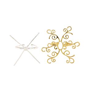 Silver Plated Base Metal and Gold Plated Base Metal Fancy Claw Prong Bezel Adjustable Ring Settings, Approx 35mm, 2Pcs