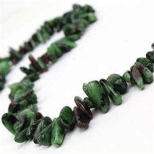 360cts Ruby Zoisite Long Chips Approx 3x11 - 7x15mm, 38cm Strand