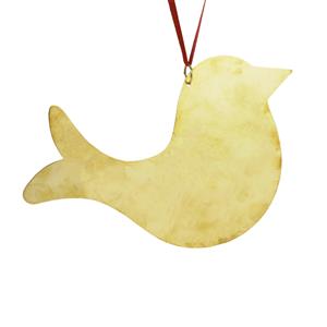 Brass Sheet Hanging Bird with Ribbon Size of 4