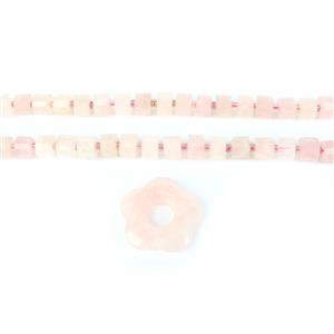 Blush Rose: Rose Quartz Flower Donut Approx 30mm, Faceted Cushions Approx 9x6mm