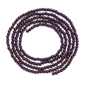 215cts Purple Coated Haematite Plain Rounds Approx 4mm, 1m Strand