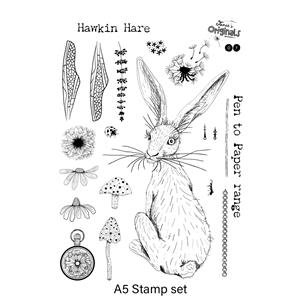 Janie's Originals - Hawkin Hare - A5 Stamp Set -18 Stamps