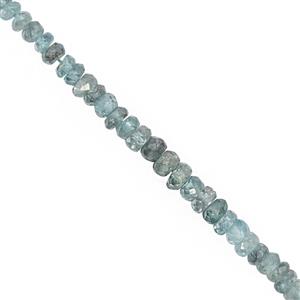 50cts Blue Zircon Graduated Faceted Rondelle Approx 3x1.5 to 5.5x3mm, 17cm Strand