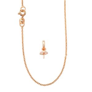 Rose Gold Plated 925 Sterling Silver Cable Chain With Bail Peg, Approx 14x5mm, 18inch 