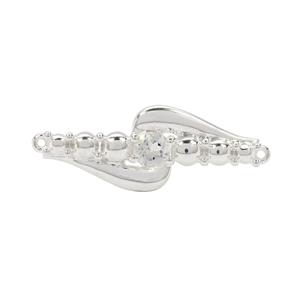 925 Sterling Silver White Topaz Twist Connector, Approx 32x12mm