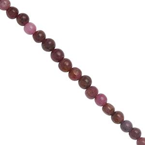 68cts Natural Ruby Rounds Approx 3.5 to 5mm, 37cm Strand
