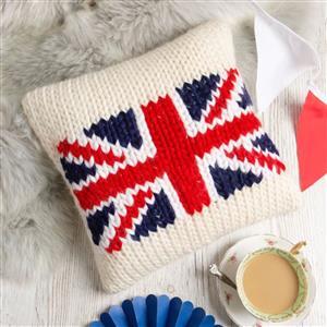 Wool Couture Union Jack Cushion Knitting Kit. With Free Knitting Needles Worth £8