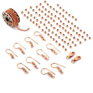 Rose Gold Plated Base Metal Findings Pack of 4 Designs