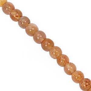 38cts Sunstone Smooth Round Approx 4mm, 27cm Strand