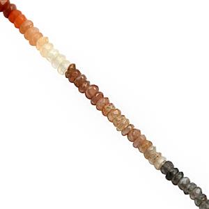 40cts Multi-Colour Moonstone Faceted Rondelle Approx 3x1 to 4x3mm, 32cm Strand